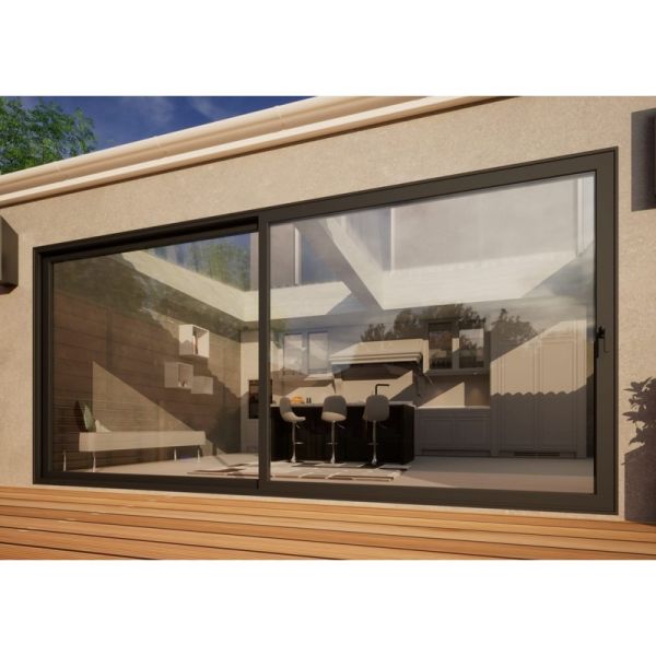 Aluminium Sliding Door - 4500mm Grey - Right Hand Slide & Left Hand Fixed