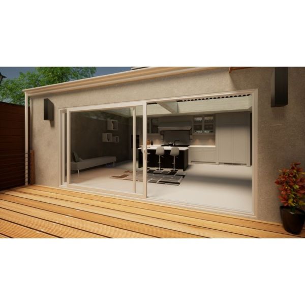 Aluminium Sliding Door Part Q Compliant - 4500mm White - Right Hand Slide & Left Hand Fixed