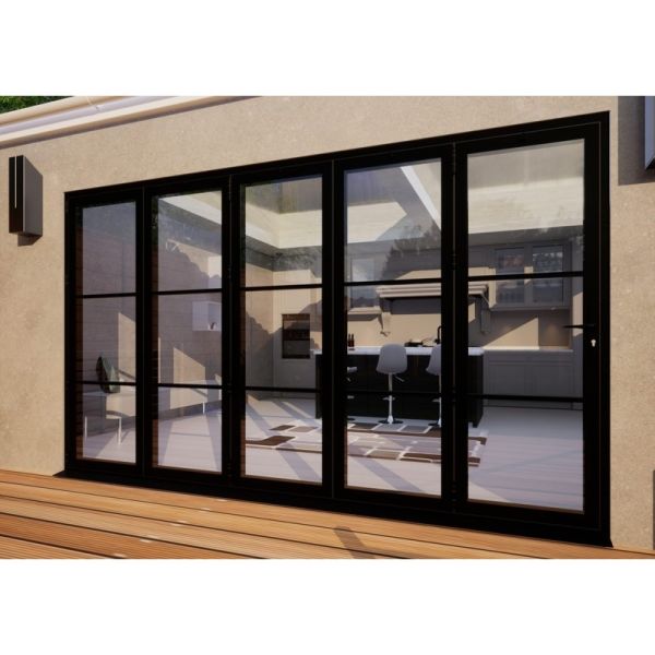 Heritage Aluminium Bifold Door Part Q Compliant - 3600mm Black - 5 Left