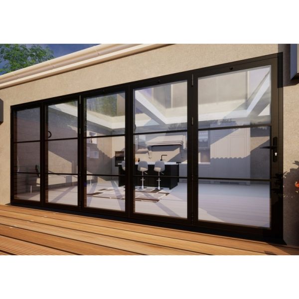 Heritage Aluminium Bifold Door Part Q Compliant - 4800mm Black - 5 Left