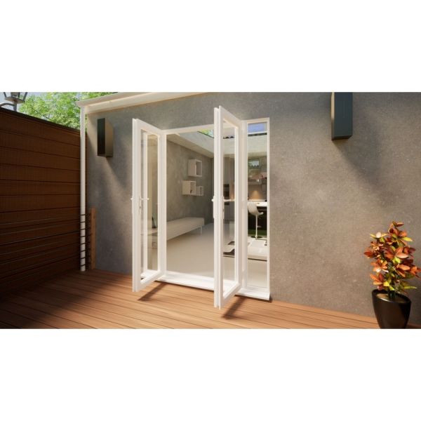 PVC French Door - 1200mm White Open Out - 2x 300mm Sidescreens
