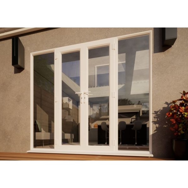 PVC French Door - 1200mm White Open Out - 2x 600mm Sidescreens