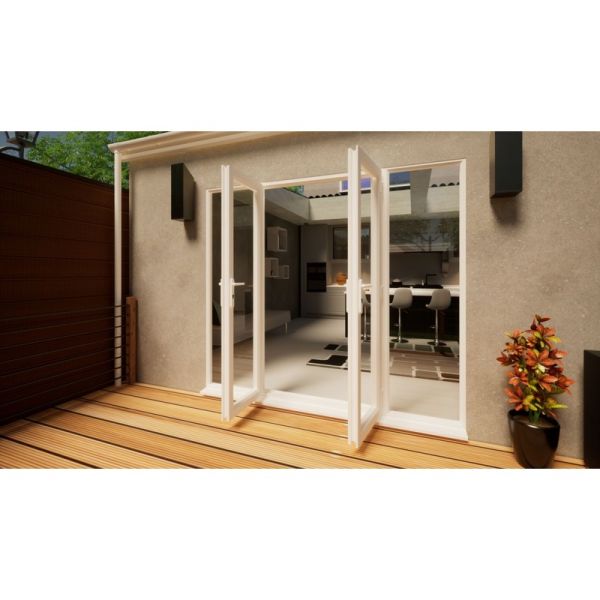 PVC French Door Part Q Compliant - 1200mm White Open Out - 2x 600mm Sidescreens