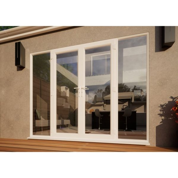 PVC French Door Part Q Compliant - 1500mm White Open Out - 2x 600mm Sidescreens