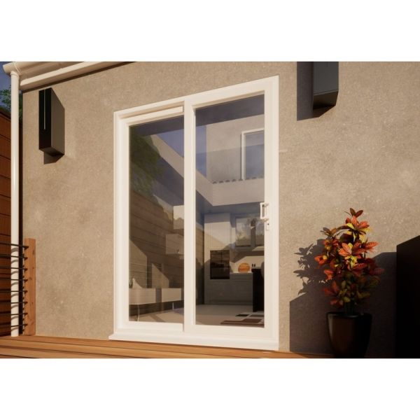 PVC Sliding Door Part Q Compliant - 1500mm White - Right Hand Slide & Left Hand Fixed