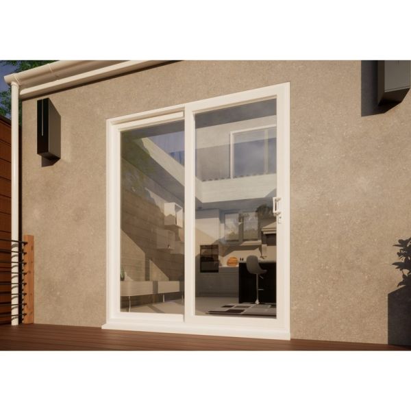 PVC Sliding Door Part Q Compliant - 1800mm White - Right Hand Slide & Left Hand Fixed