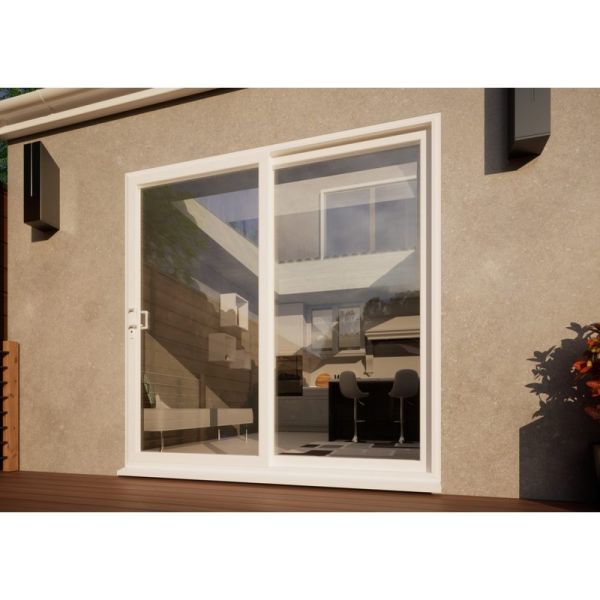 PVC Sliding Door Part Q Compliant - 2100mm White - Left Hand Slide & Right Hand Fixed