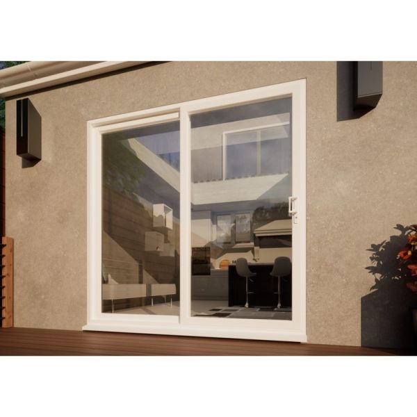 PVC Sliding Door Part Q Compliant - 2100mm White - Right Hand Slide & Left Hand Fixed