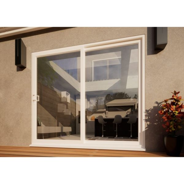 PVC Sliding Door - 2400mm White - Left Hand Slide & Right Hand Fixed