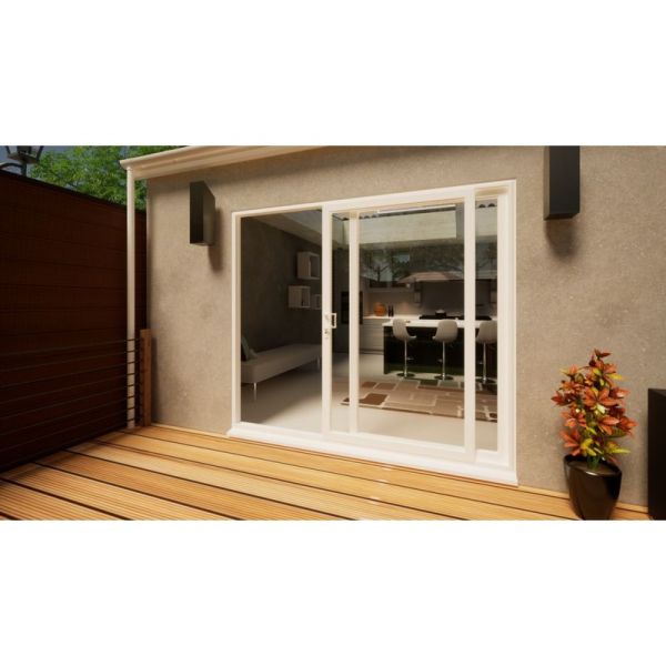 PVC Sliding Door - 2400mm White - Left Hand Slide & Right Hand Fixed