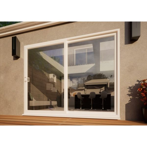 PVC Sliding Door Part Q Compliant - 2700mm White - Left Hand Slide & Right Hand Fixed