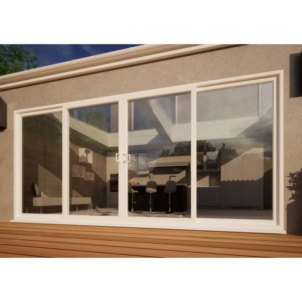PVC Double Sliding Door - 4500mm White - 2x Sliding & 2x Fixed Doors