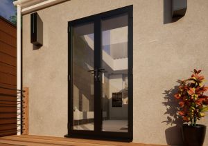 Aluminium French Door Part Q Compliant - 1200mm Anthracite Grey - Open Out
