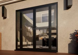 Aluminium French Door - 1500mm Anthracite Grey Open Out - 2x 300mm Sidescreens