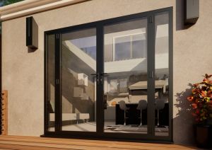 Aluminium French Door - 1800mm Anthracite Grey Open Out - 2x 300mm Sidescreens