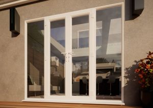 PVC French Door - 1200mm White Open Out - 2x 600mm Sidescreens