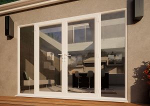 PVC French Door Part Q Compliant - 1800mm White Open Out - 2x 600mm Sidescreens