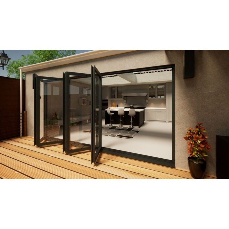 Aluminium Bifold Door Part Q Compliant - 4200mm Anthracite Grey - 5 Left