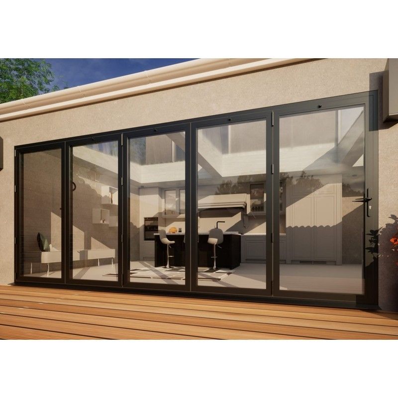 Aluminium Bifold Door Part Q Compliant - 4800mm Anthracite Grey - 5 Left