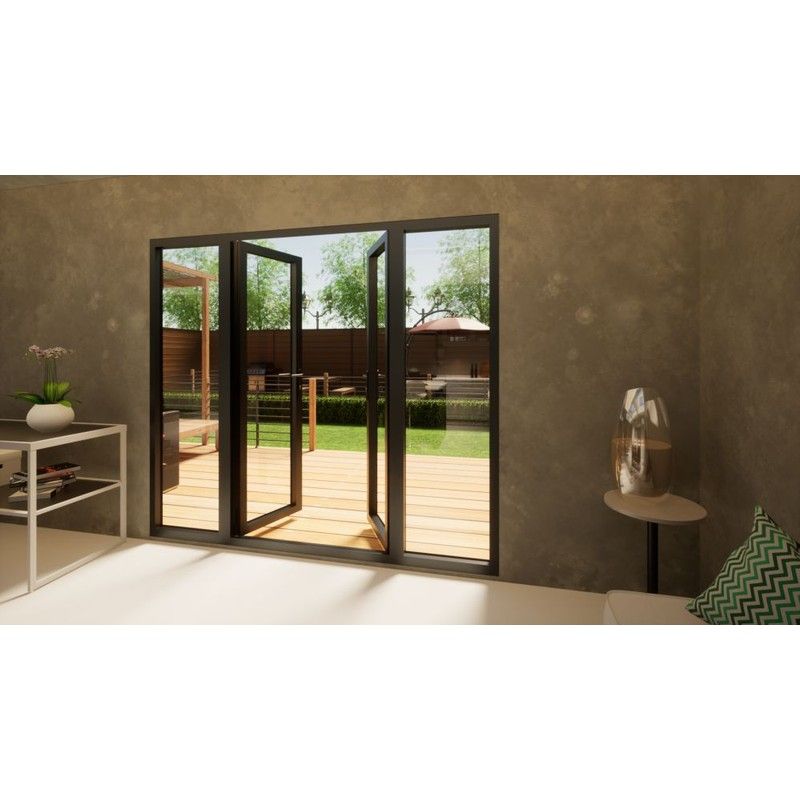 Aluminium French Door - 1200mm Anthracite Grey Open Out - 2x 600mm Sidescreens