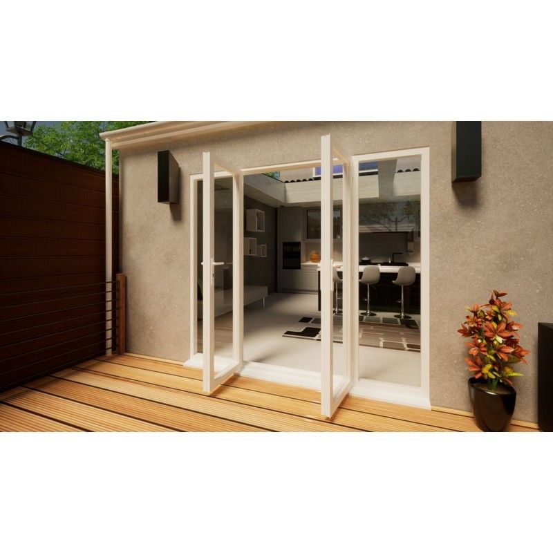 Aluminium French Door - 1200mm White Open Out - 2x 600mm Sidescreens
