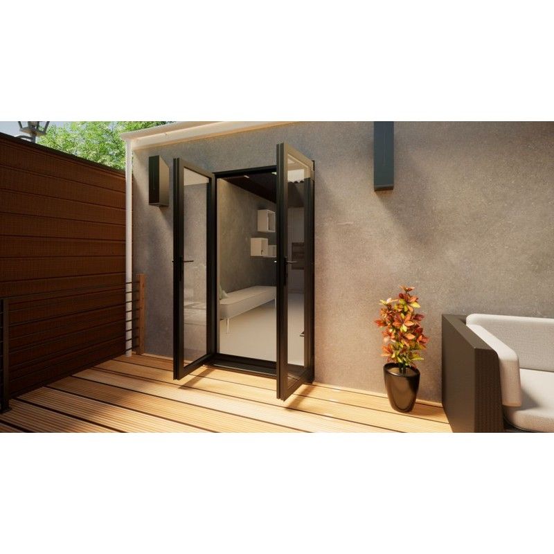 Aluminium French Door Part Q Compliant - 1200mm Anthracite Grey - Open Out
