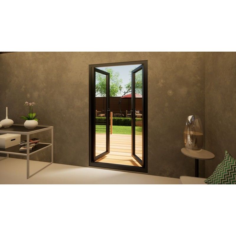 Aluminium French Door Part Q Compliant - 1200mm Anthracite Grey - Open Out