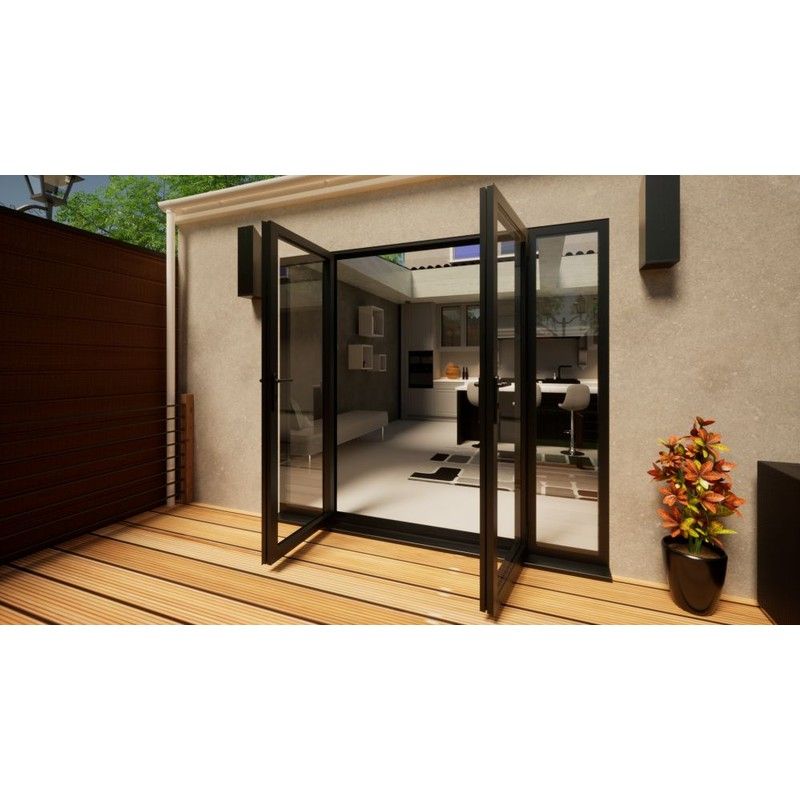 Aluminium French Door - 1500mm Anthracite Grey Open Out - 2x 450mm Sidescreens
