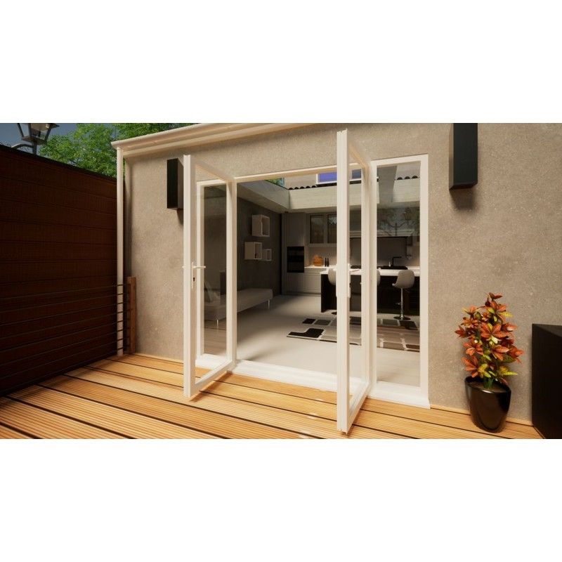 Aluminium French Door - 1500mm White Open Out - 2x 450mm Sidescreens
