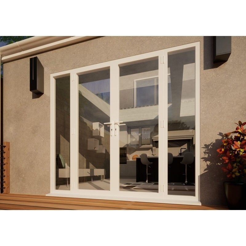 Aluminium French Door Part Q Compliant - 1500mm White Open Out - 2x 450mm Sidescreens