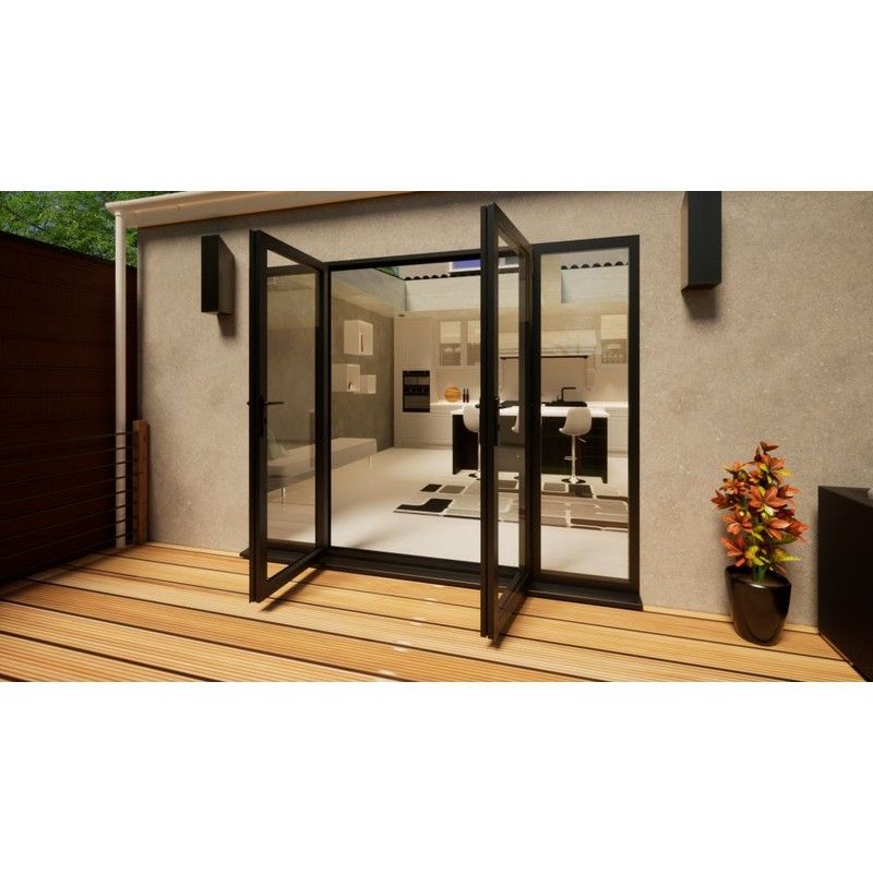 Aluminium French Door - 1500mm Anthracite Grey Open Out - 2x 600mm Sidescreens