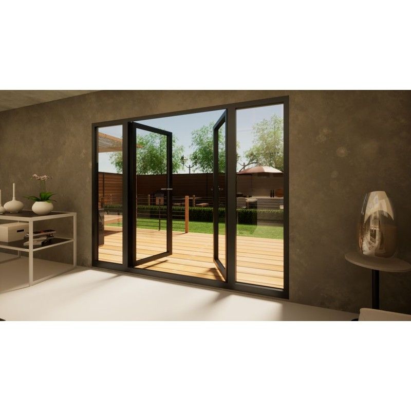 Aluminium French Door - 1500mm Anthracite Grey Open Out - 2x 600mm Sidescreens