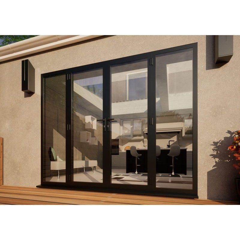 Aluminium French Door Part Q Compliant - 1500mm Anthracite Grey Open Out - 2x 600mm Sidescreens
