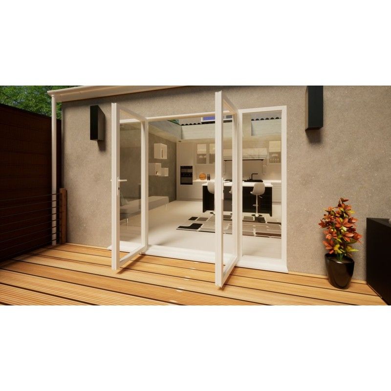 Aluminium French Door - 1500mm White Open Out - 2x 600mm Sidescreens