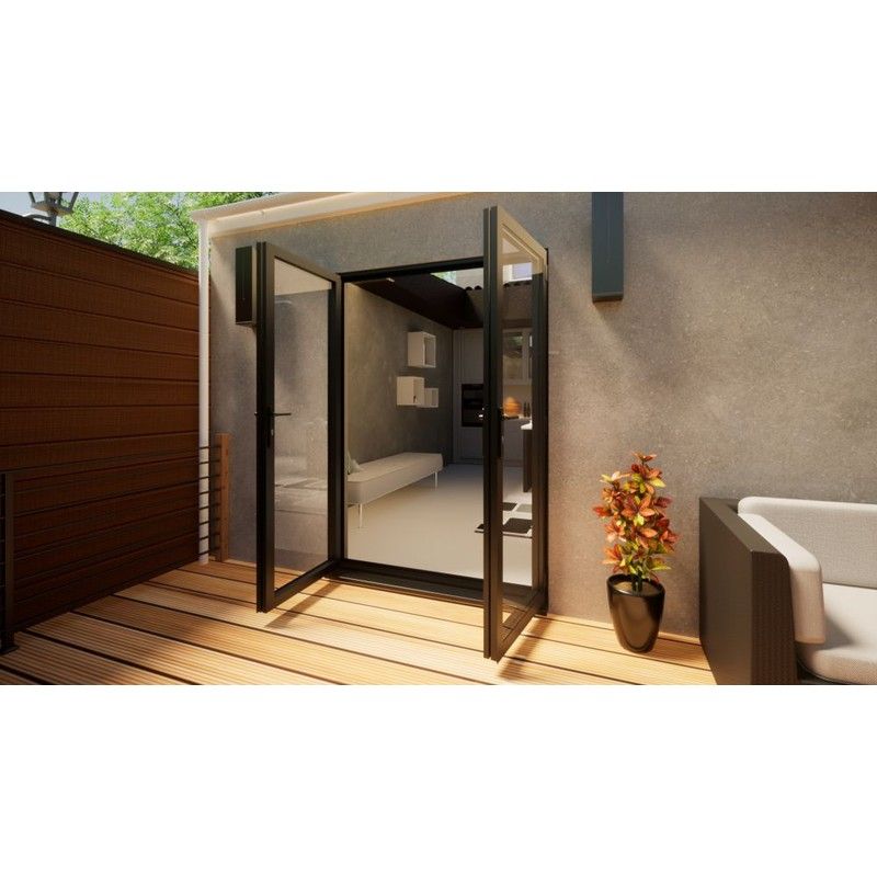 Aluminium French Door Part Q Compliant - 1500mm Anthracite Grey - Open Out