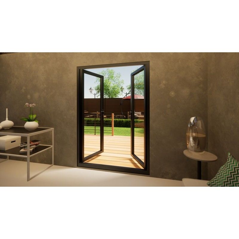 Aluminium French Door Part Q Compliant - 1500mm Anthracite Grey - Open Out