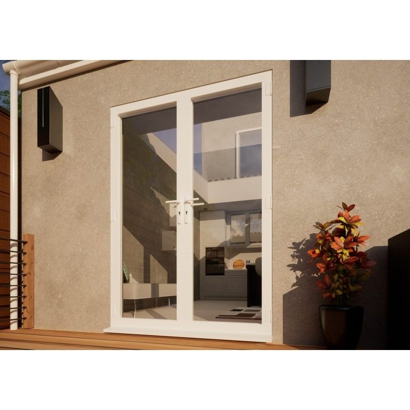 Aluminium French Door - 1500mm White - Open Out