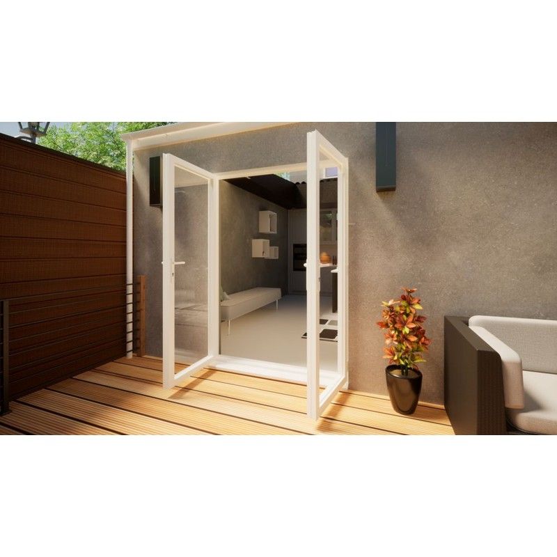 Aluminium French Door - 1500mm White - Open Out