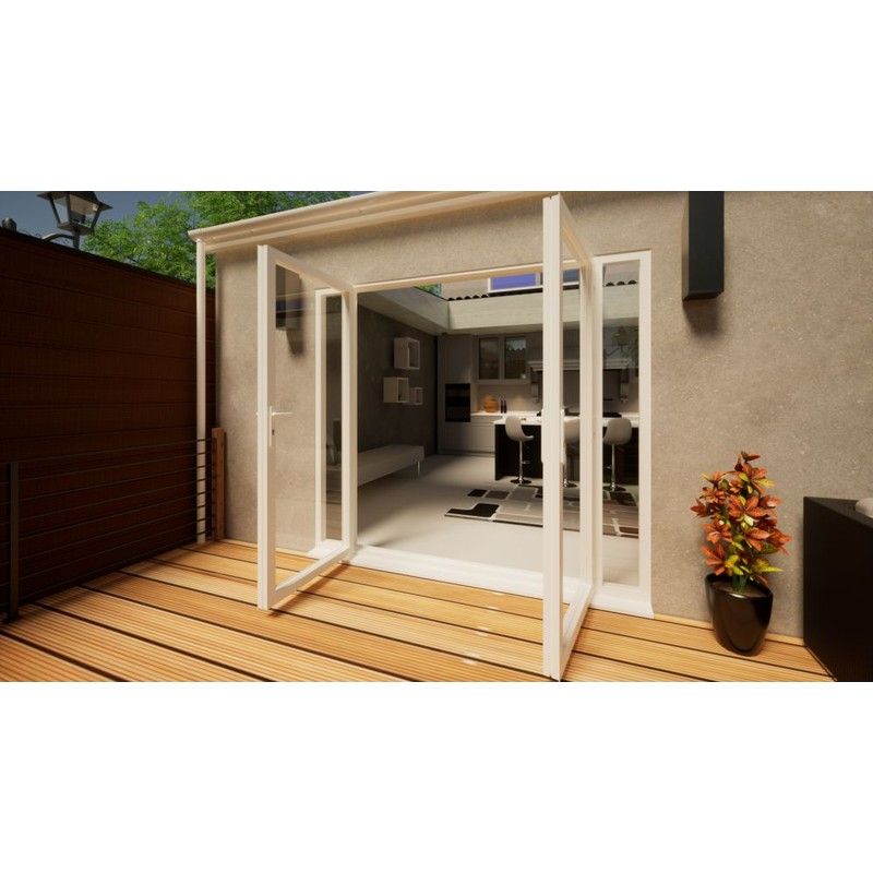 Aluminium French Door - 1800mm White Open Out - 2x 300mm Sidescreens