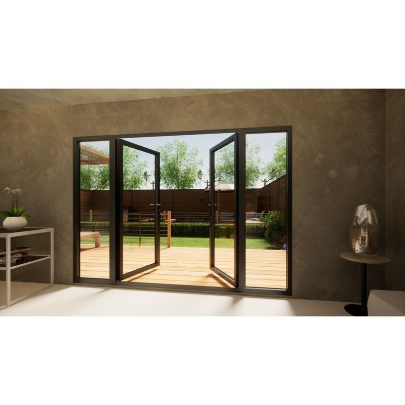 Aluminium French Door - 1800mm Anthracite Grey Open Out - 2x 600mm Sidescreens