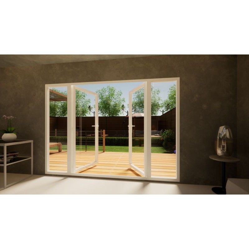 Aluminium French Door - 1800mm White Open Out - 2x 600mm Sidescreens