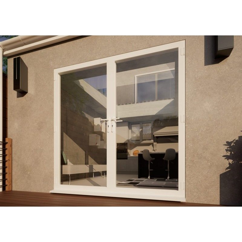 Aluminium French Door Part Q Compliant - 2100mm White - Open Out