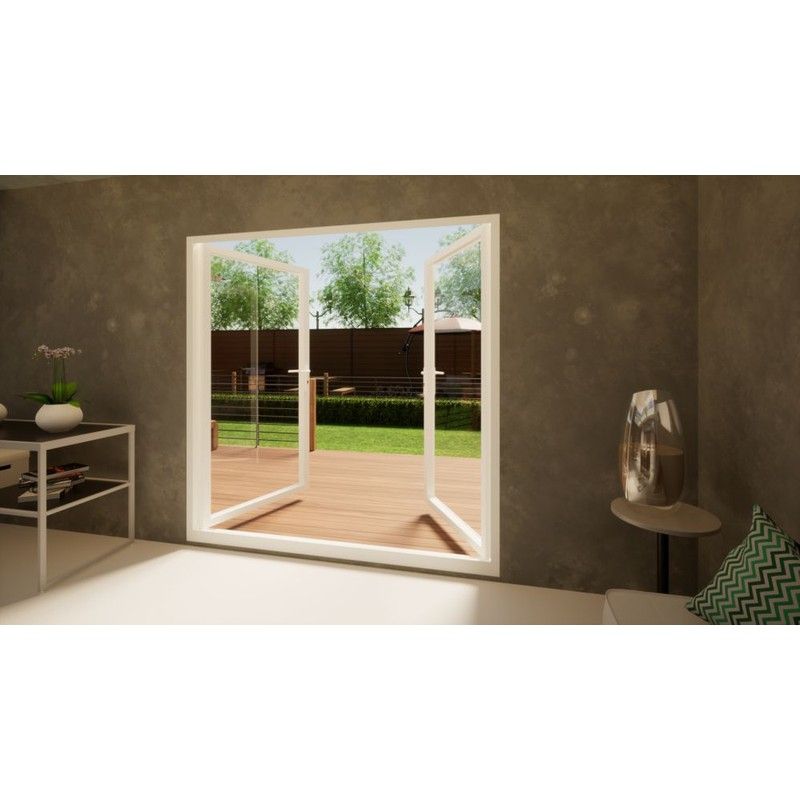 Aluminium French Door Part Q Compliant - 2100mm White - Open Out