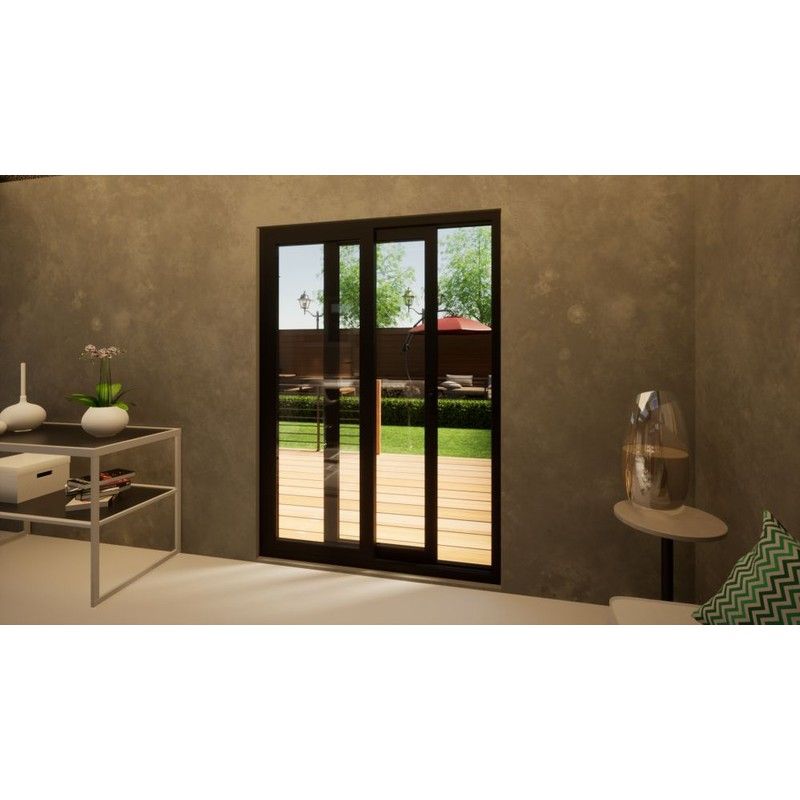 Aluminium Sliding Door Part Q Compliant - 1500mm Black - Left Hand Slide & Right Hand Fixed