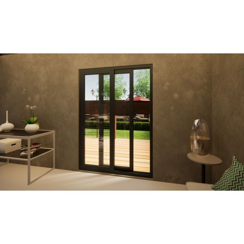 Aluminium Sliding Door - 1500mm Grey - Left Hand Slide & Right Hand Fixed