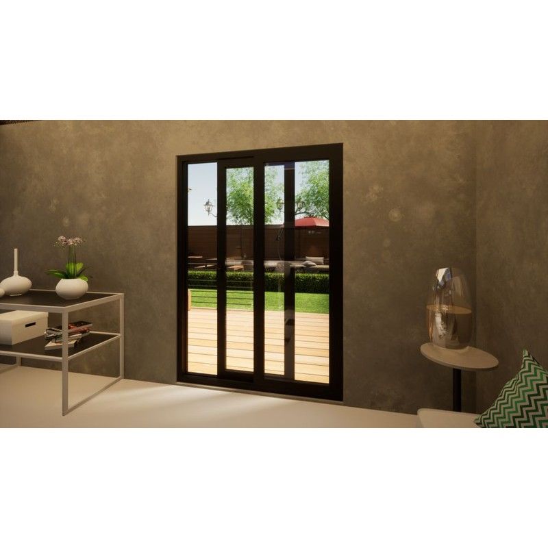Aluminium Sliding Door - 1500mm Black - Right Hand Slide & Left Hand Fixed