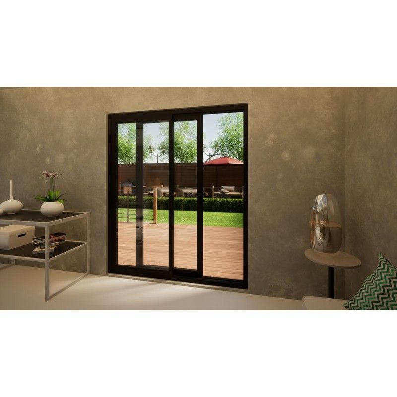 Aluminium Sliding Door - 1800mm Black - Left Hand Slide & Right Hand Fixed