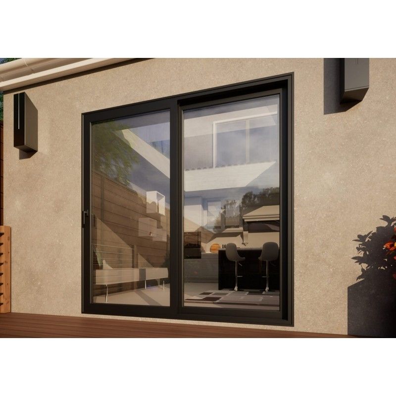 Aluminium Sliding Door - 2100mm Grey - Left Hand Slide & Right Hand Fixed