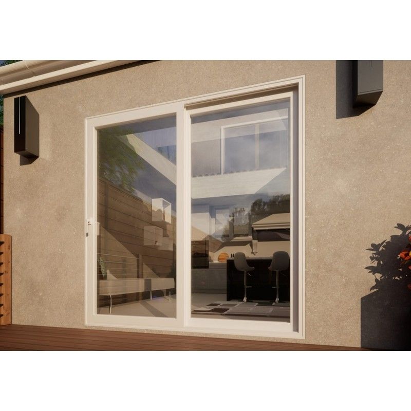 Aluminium Sliding Door Part Q Compliant - 2100mm White - Left Hand Slide & Right Hand Fixed