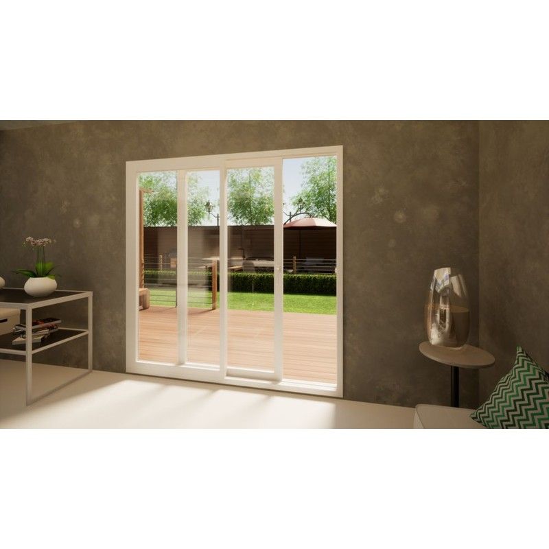 Aluminium Sliding Door Part Q Compliant - 2100mm White - Left Hand Slide & Right Hand Fixed